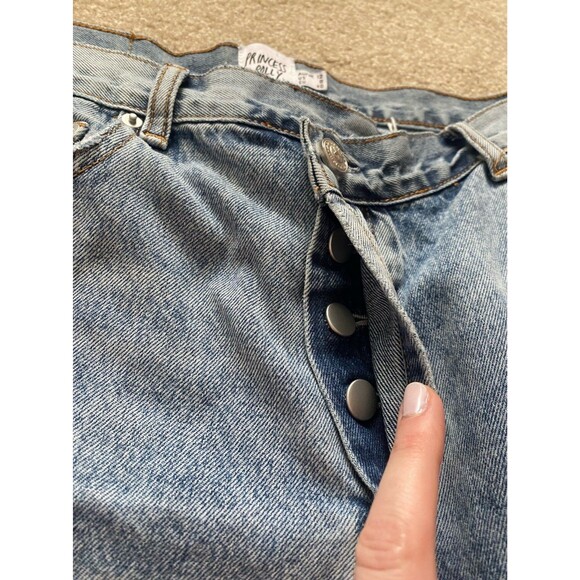 Princess Polly Holly Blue Cross Asymmetrical Straight Jeans Size US 8 Denim - Picture 3 of 12